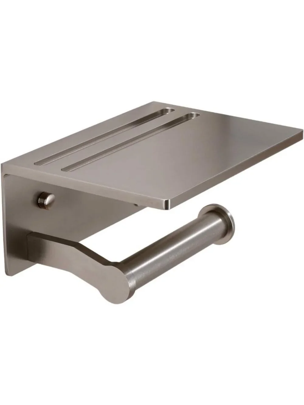Stylish Toilet Paper Holder with Shelf - Aluminum Tissue Roll & Phone Storage